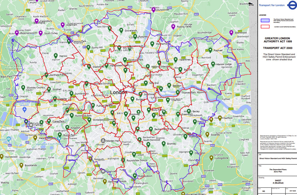 London ULEZ and parkruns map
